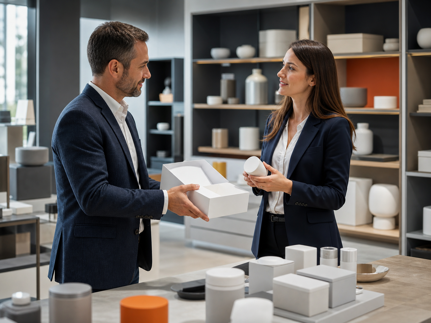 Supplier provides product samples for showroom display
